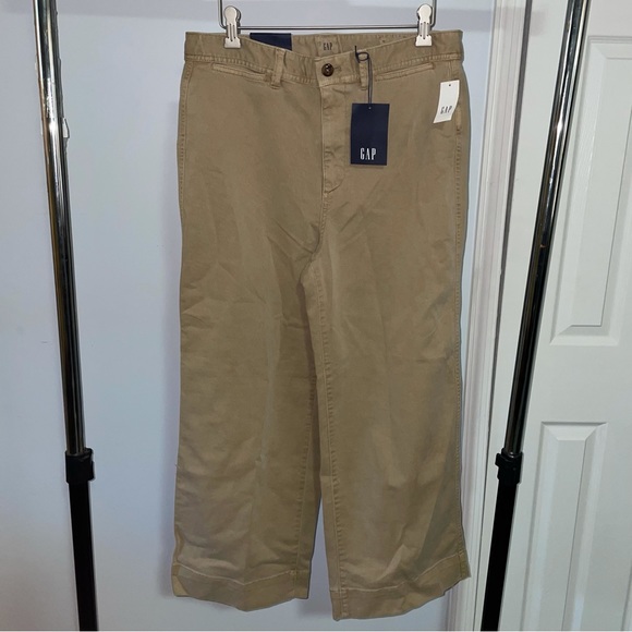 Gap High Rise Wide Leg Crop Khaki Pants Size 10 never worn - Picture 2 of 7